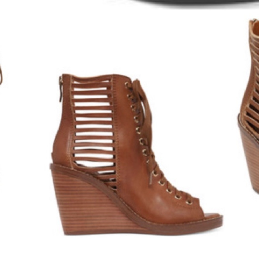 BCBG - Malbon Lace Up Wedge Booties